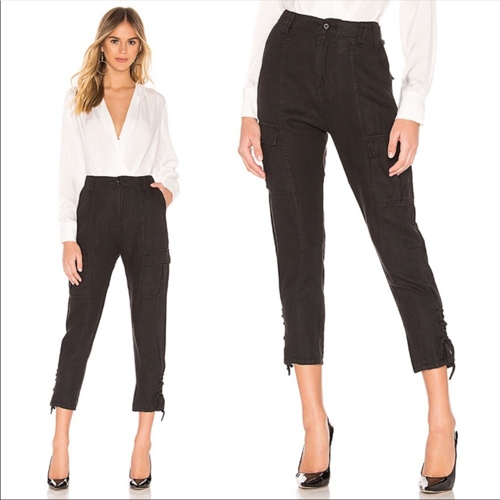 Joie- Women’s Black Telutci Linen Cargo Pants- 2
